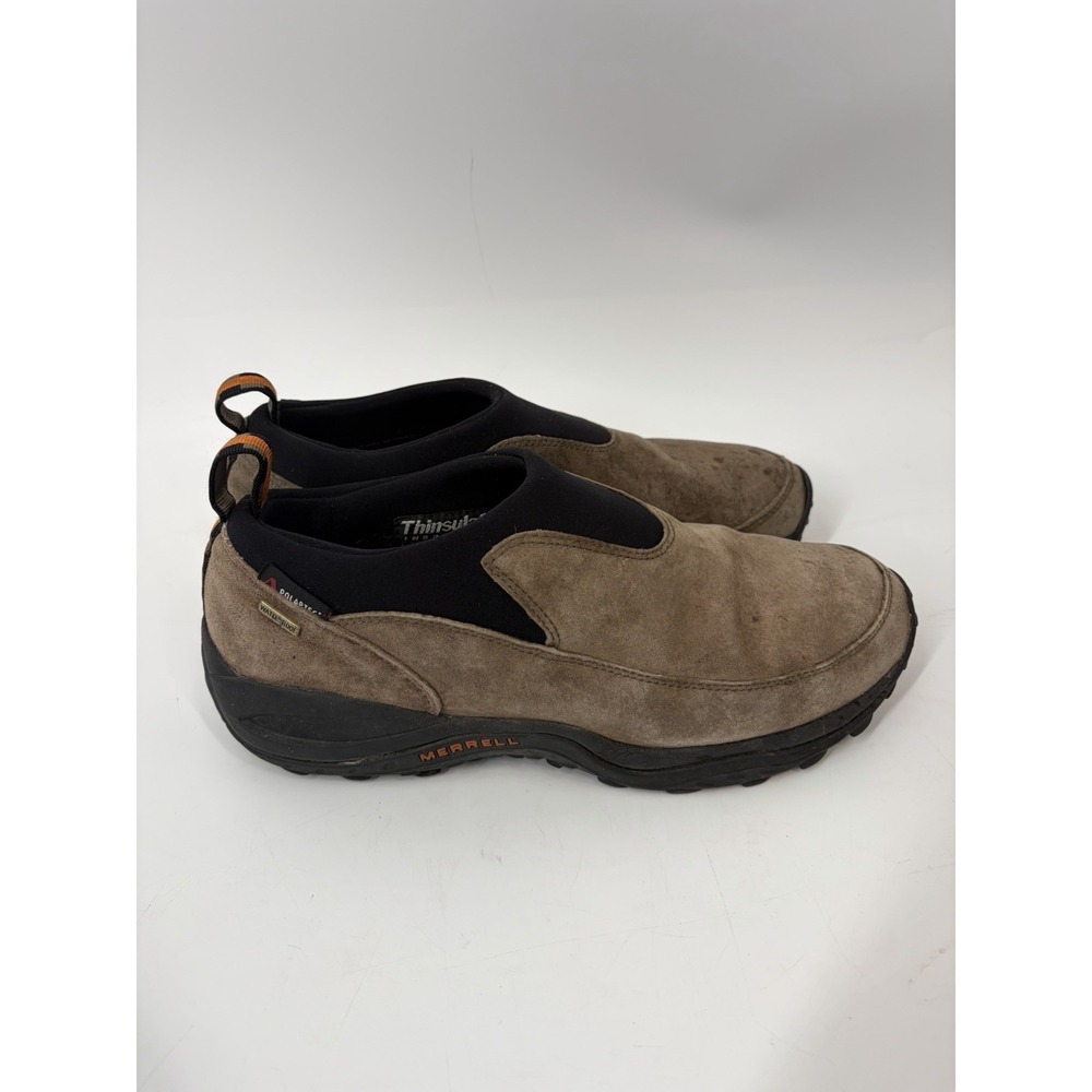 Merrell Quantum Moc Shoes Men's 9 Brown Suede Waterproof Thinsulate Slip On